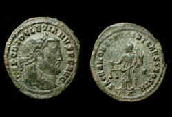 Diocletian, Follis, Sacra Moneta, Ticinum Mint